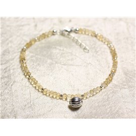 Bracelet 925 Silver and Stone - Citrine faceted washers 3mm 