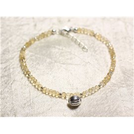 Pulsera Plata 925 y Piedra - Citrino arandelas facetadas 3mm 