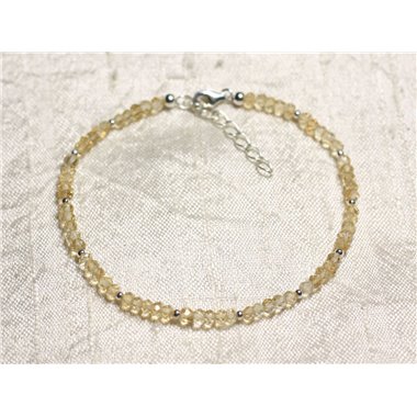 Bracelet Argent 925 et Pierre - Citrine rondelles facettées 3mm 