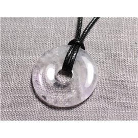 Collana con ciondolo in pietra semipreziosa - Ciambella con ametista lavanda Pi 30 mm 