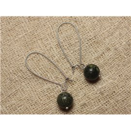 Boucles d'Oreilles Pierre semi précieuse - Serpentine 10mm 