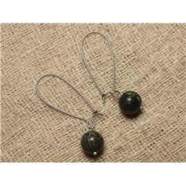 Semi Precious Stone Earrings - Serpentine 10mm 