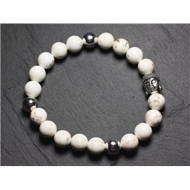 Armband Buddha und Halbedelstein - Magnesit 8mm 