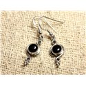 BO211 - Boucles d'Oreilles Argent 925 26mm - Onyx noir Ronds 7mm 