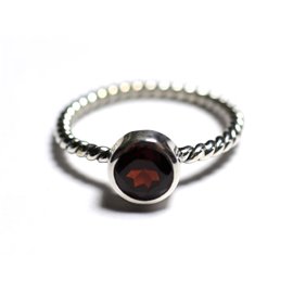 N231 - Ring Silver 925 and Stone - Garnet 6mm Twist ring 