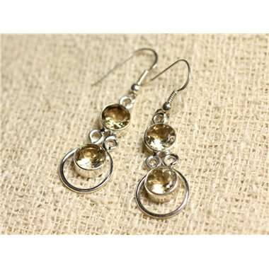 BO201 - Boucles d'Oreilles Argent 925 et Pierre - Citrine Ronds 7mm 