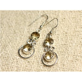 BO201 - 925 Silver and Stone Earrings - Citrine Round 7mm 