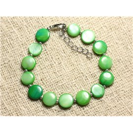 Pulsera Plata 925 y Nácar Palets 10mm Verde 