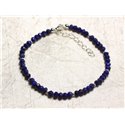 Bracelet Argent 925 et Pierre - Lapis Lazuli rondelles facettées 3x2mm 