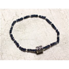 Bracelet Argent 925 et Pierre - Lapis Lazuli rondelles facettées 3x2mm 
