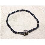 Bracelet Argent 925 et Pierre - Lapis Lazuli rondelles facettées 3x2mm 