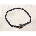 Bracelet Argent 925 et Pierre - Lapis Lazuli rondelles facettées 3x2mm 