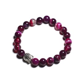 Buddha and semi-precious stone bracelet - Pink agate 