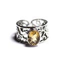 N224 - Bague Argent 925 et Pierre - Citrine Ovale Facetté 9x7mm 