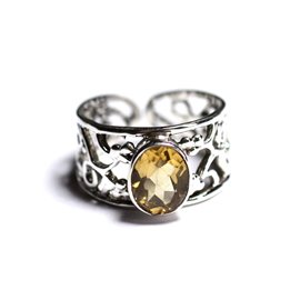 N224 - 925 Silver and Stone Ring - Citrine Faceted Oval 9x7mm 