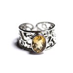 N224 - Bague Argent 925 et Pierre - Citrine Ovale Facetté 9x7mm 