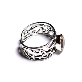 N224 - Bague Argent 925 et Pierre - Citrine Ovale Facetté 9x7mm 
