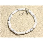 Bracelet Argent 925 et Pierre - Howlite Tubes 13mm 