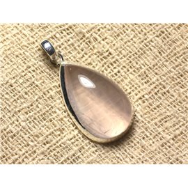 N7 - Pendant Silver 925 and Stone - Rose Quartz Drop 37x20mm 