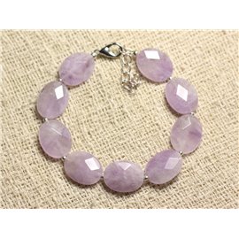 925 Silver and Stone Bracelet - Clear Amethyst Faceted Oval 16x12mm 