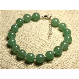 Bracelet 925 Silver and semi precious stone - Green Aventurine 10mm 