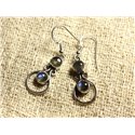 BO201 - Boucles d'Oreilles Argent 925 28mm - Labradorite Ronds 6mm 