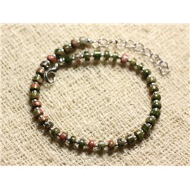 Bracciale in argento 925 e pietra semipreziosa - Unakite Rondelle 4x2mm 