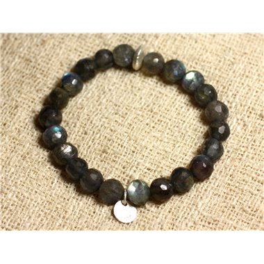 Bracelet Argent 925 et Labradorite Facettée 9mm