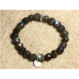 Bracelet Argent 925 et Labradorite Facettée 9mm 