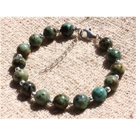 Bracelet Argent 925 et Pierre semi précieuse - Turquoise d'Afrique 8mm Bracelet Argent 925 et Pierre semi précieuse - Turquoise d'Afrique 8mm