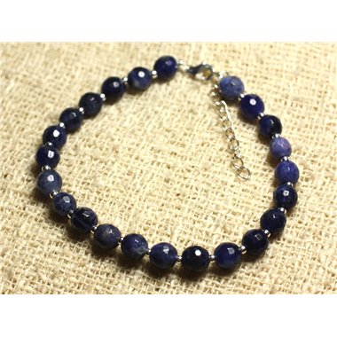 Bracelet Argent 925 et Pierre - Sodalite Facettée 6mm