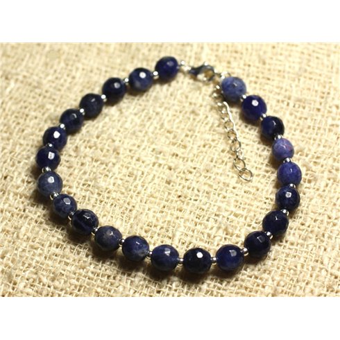 Bracelet Argent 925 et Pierre - Sodalite Facettée 6mm