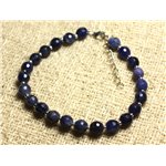 Bracelet Argent 925 et Pierre - Sodalite Facettée 6mm