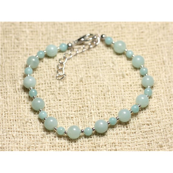 Bracelet Argent 925 et Pierre - Amazonite 4 et 6mm 