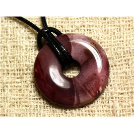 Stone Pendant Necklace - Jasper Mokaïte Donut 30mm