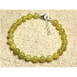 Pulsera Plata 925 y Piedra - Jade Oliva 6mm