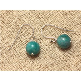 925 Silver and Stone Earrings - Turquoise Jasper 10mm 