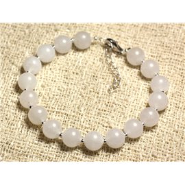 Bracciale Argento 925 e pietra semipreziosa - Giada Bianca 8mm