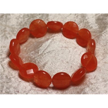 Bracelet Pierre semi précieuse - Jade Orange Palets Facettés 14mm