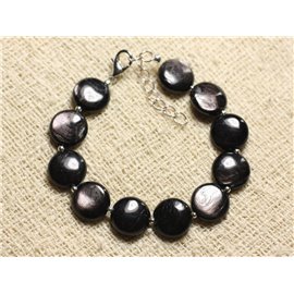 Pulsera Plata 925 y Piedra - Palets Hypersthene 12mm 