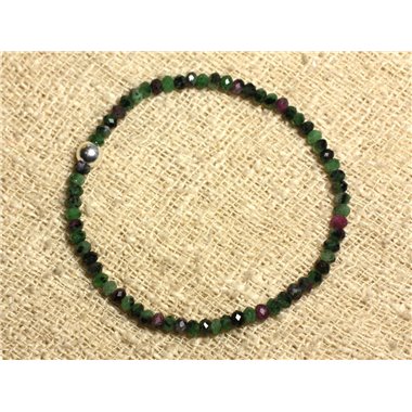 Bracelet Argent 925 et Pierre - Rubis Zoisite Facetté 4x2mm 