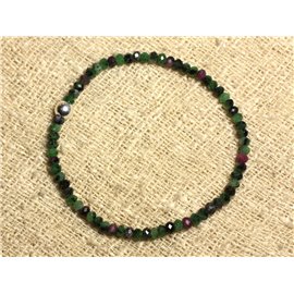 Bracelet 925 Silver and Stone - Ruby Zoisite Faceted 4x2mm 