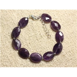 Bracelet 925 Silver and Stone - Amethyst Faceted Oval 14x10mm 