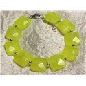 Bracelet Argent 925 et Pierre - Jade Jaune Carrés Facettés 14mm