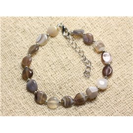 Pulsera de plata y piedra 925 - Botswana Agate Oval 7-8mm 