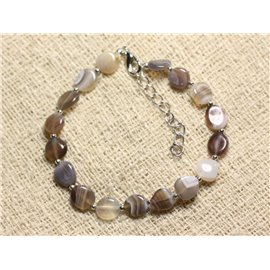 Sterling Silver Bracelet and Stone - Botswana Agate Oval 7-8mm 