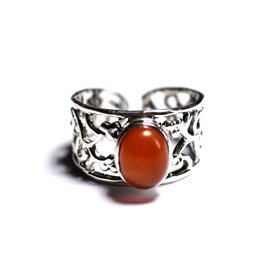 N224 - 925 Silver and Stone Ring - Carnelian Oval 9x7mm 