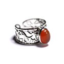 N224 - Bague Argent 925 et Pierre - Cornaline Ovale 9x7mm 