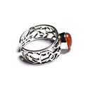 N224 - Bague Argent 925 et Pierre - Cornaline Ovale 9x7mm 