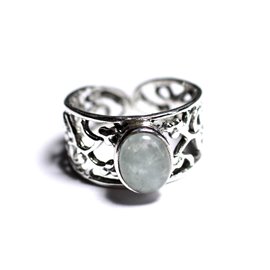 N224 - 925 Silver and Stone Ring - Aquamarine Oval 9x7mm 